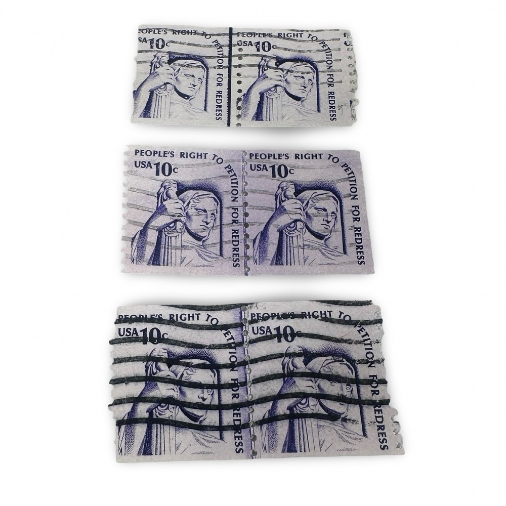 Vintage USA 10c People's Right to Petition for Redress Stamps 3 Coil Pairs Used